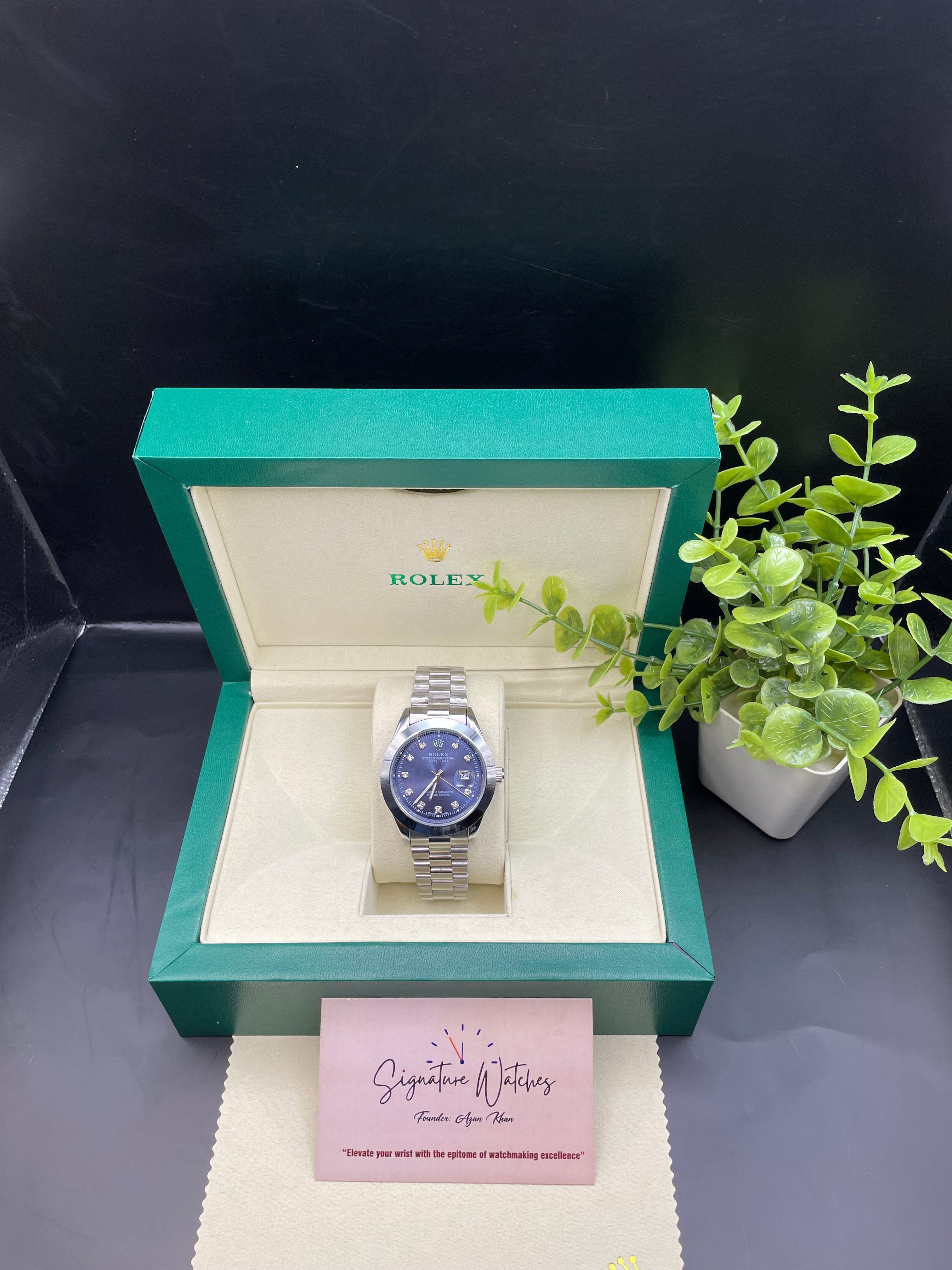 Rolex Date Just Navy Blue (President Chain Strap)
