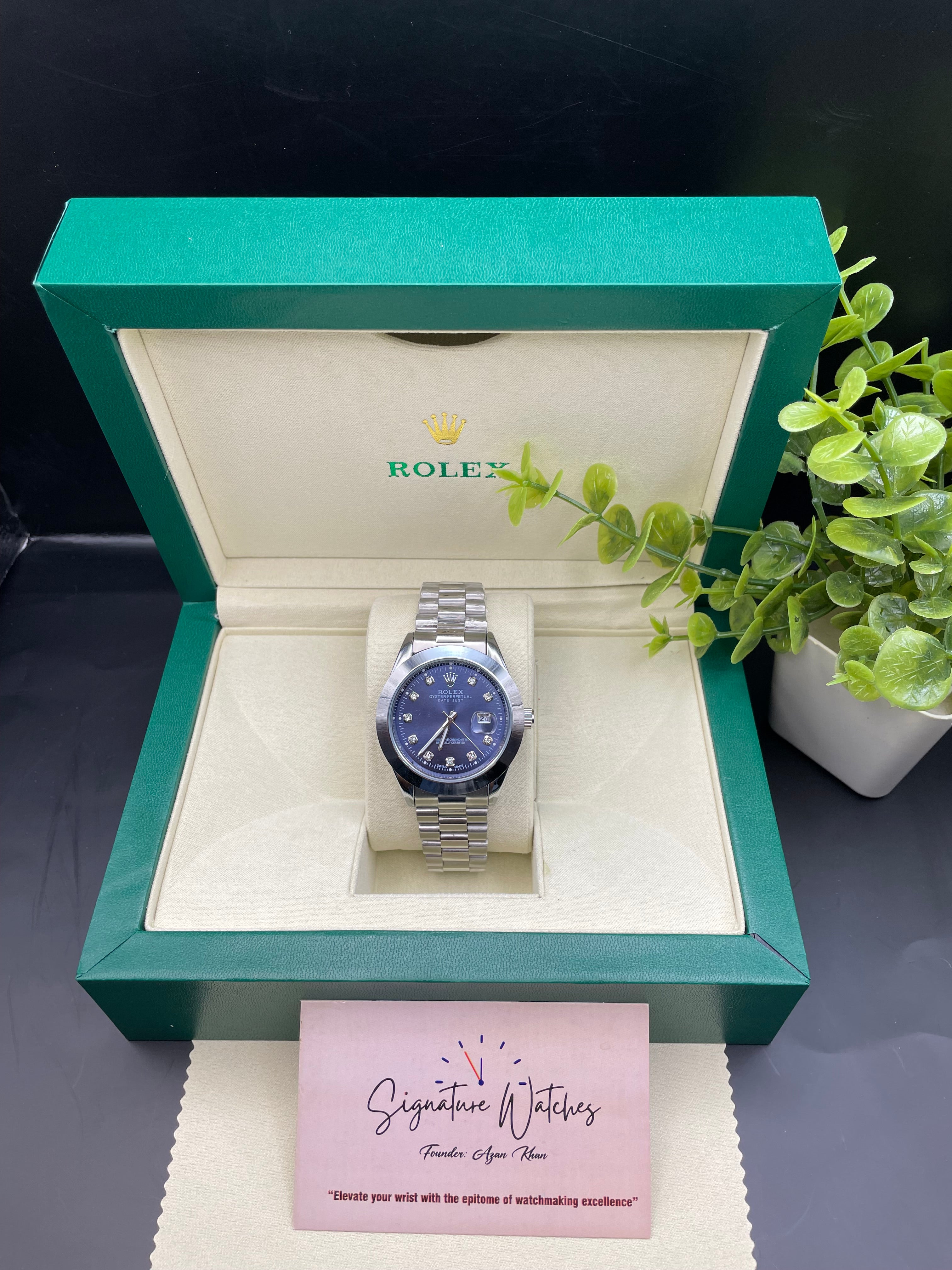 Rolex Date Just Navy Blue (President Chain Strap)