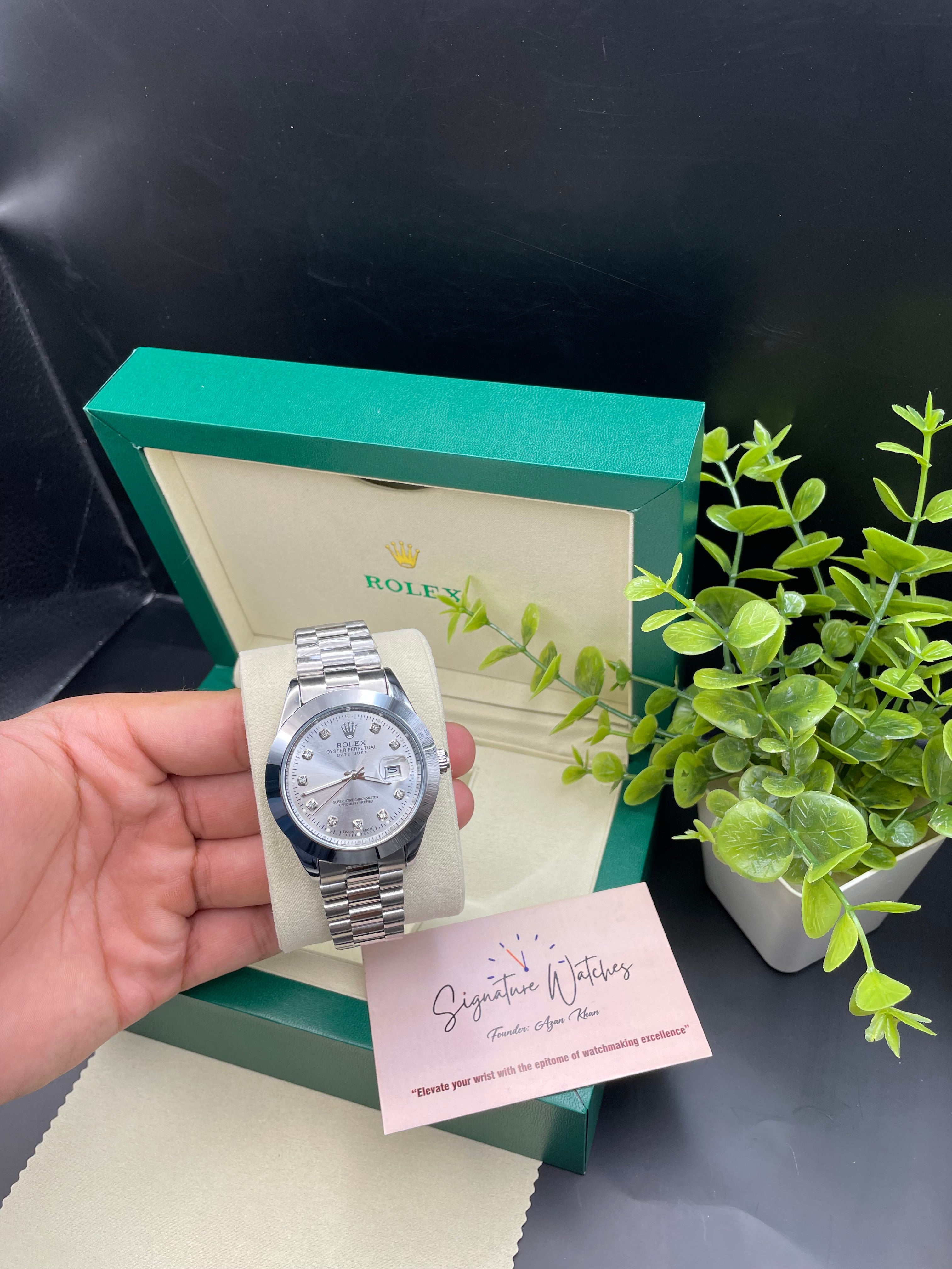 Rolex Date Just Silver (President Chain Strap)