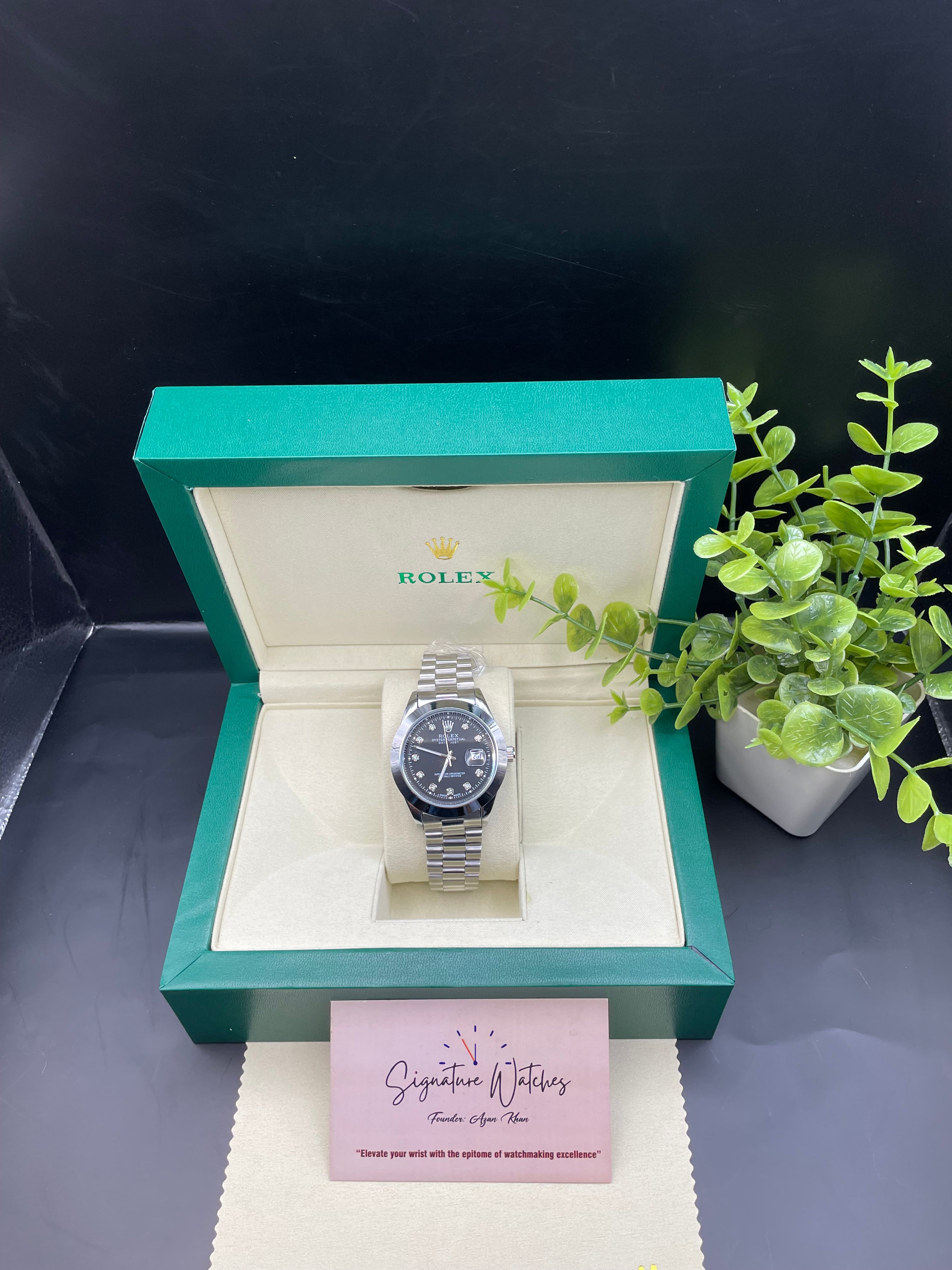 Rolex Date Just Black (President Chain Strap)