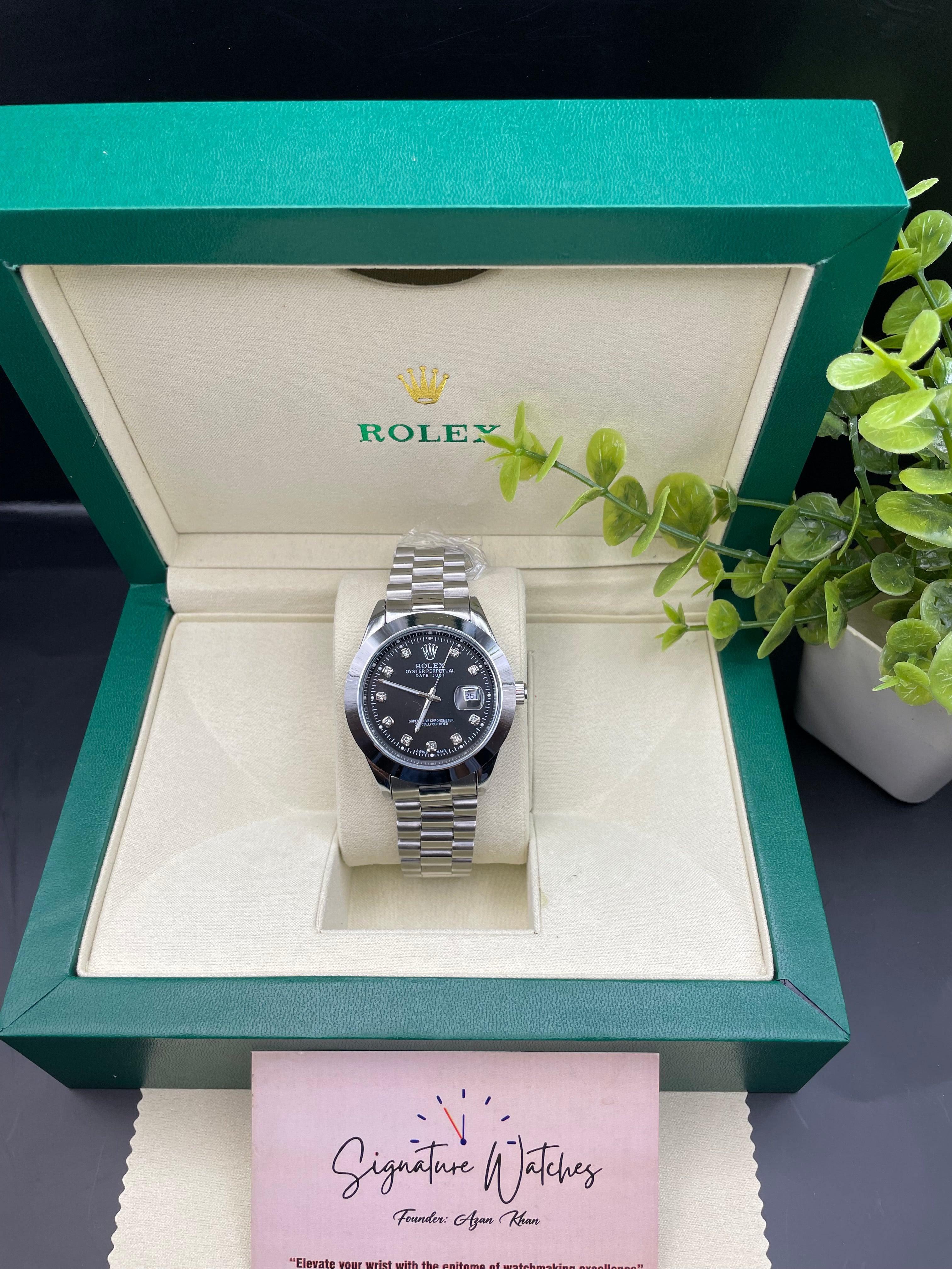 Rolex Date Just Black (President Chain Strap)